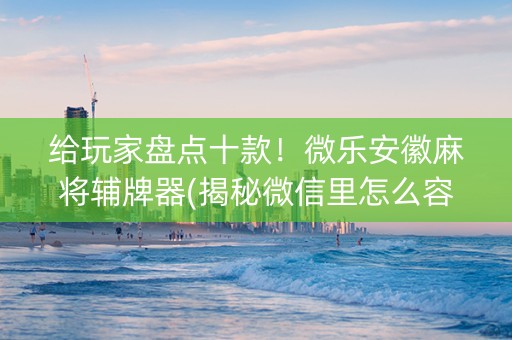 给玩家盘点十款！微乐安徽麻将辅牌器(揭秘微信里怎么容易赢)
