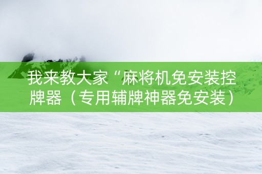 我来教大家“麻将机免安装控牌器（专用辅牌神器免安装）