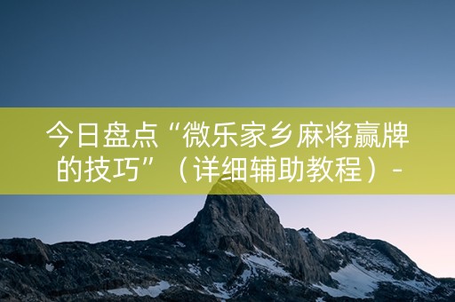 今日盘点“微乐家乡麻将赢牌的技巧”（详细辅助教程）-哔哩哔哩