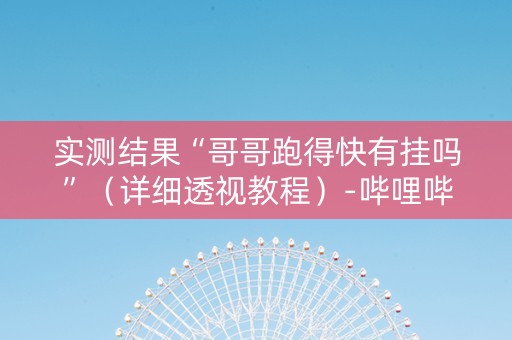 实测结果“哥哥跑得快有挂吗”（详细透视教程）-哔哩哔哩