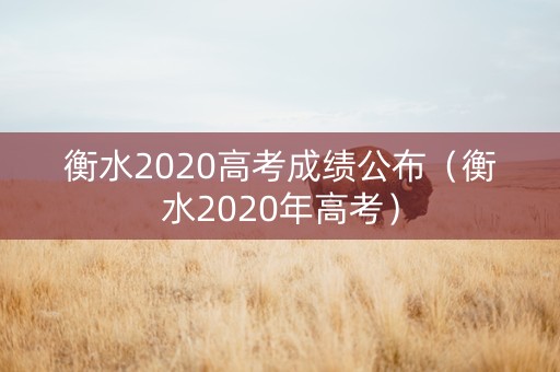 衡水2020高考成绩公布（衡水2020年高考）