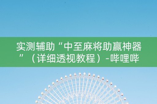 实测辅助“中至麻将助赢神器”（详细透视教程）-哔哩哔哩