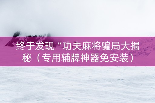 终于发现“功夫麻将骗局大揭秘（专用辅牌神器免安装）