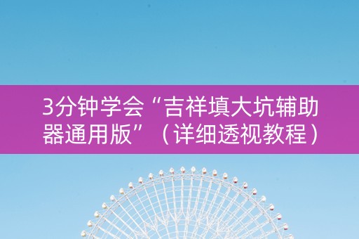 3分钟学会“吉祥填大坑辅助器通用版”（详细透视教程）-哔哩哔哩