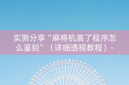 实测分享“麻将机装了程序怎么鉴别”（详细透视教程）-哔哩哔哩