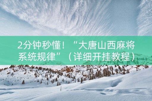2分钟秒懂！“大唐山西麻将系统规律”（详细开挂教程）-哔哩哔哩