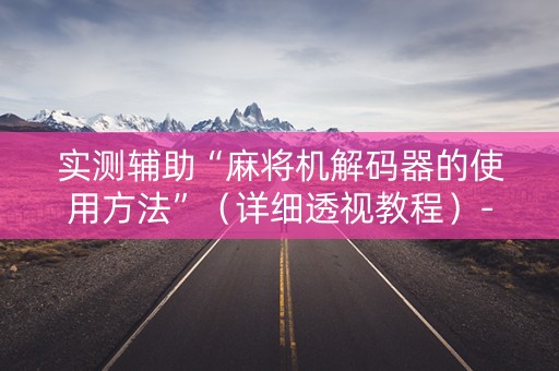 实测辅助“麻将机解码器的使用方法”（详细透视教程）-哔哩哔哩
