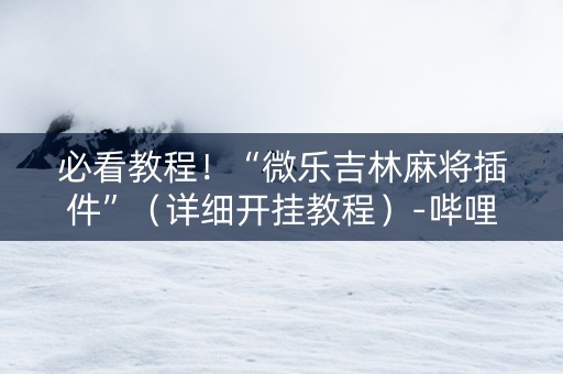 必看教程！“微乐吉林麻将插件”（详细开挂教程）-哔哩哔哩