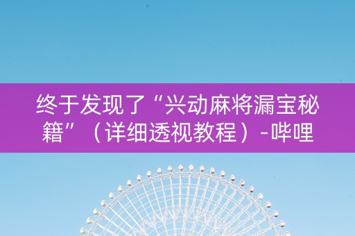 终于发现了“兴动麻将漏宝秘籍”（详细透视教程）-哔哩哔哩