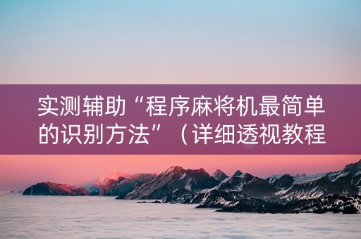 实测辅助“程序麻将机最简单的识别方法”（详细透视教程）-哔哩哔哩
