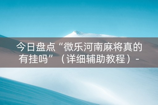 今日盘点“微乐河南麻将真的有挂吗”（详细辅助教程）-哔哩哔哩
