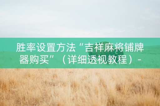 胜率设置方法“吉祥麻将铺牌器购买”（详细透视教程）-哔哩哔哩