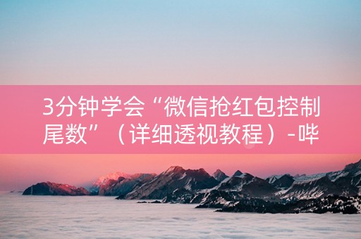 3分钟学会“微信抢红包控制尾数”（详细透视教程）-哔哩哔哩