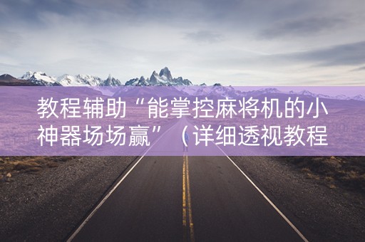 教程辅助“能掌控麻将机的小神器场场赢”（详细透视教程）-哔哩哔哩