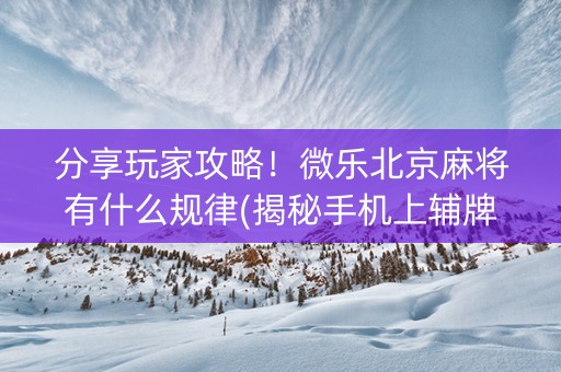 分享玩家攻略！微乐北京麻将有什么规律(揭秘手机上辅牌器)