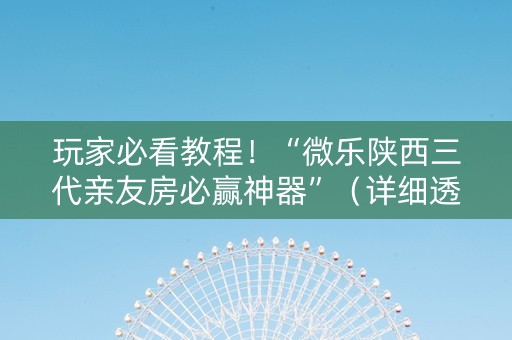 玩家必看教程！“微乐陕西三代亲友房必赢神器”（详细透视教程）-哔哩哔哩