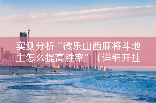 实测分析“微乐山西麻将斗地主怎么提高胜率”（详细开挂教程）-哔哩哔哩