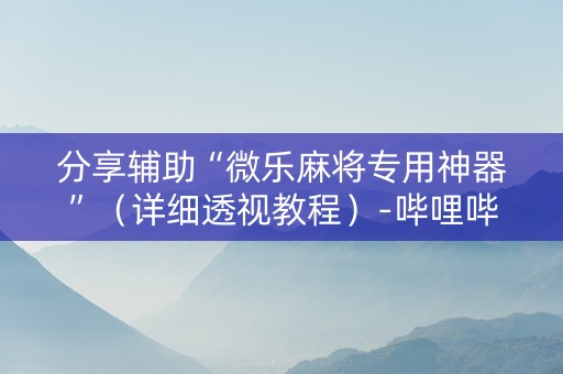 分享辅助“微乐麻将专用神器”（详细透视教程）-哔哩哔哩