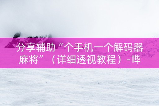 分享辅助“个手机一个解码器麻将”（详细透视教程）-哔哩哔哩