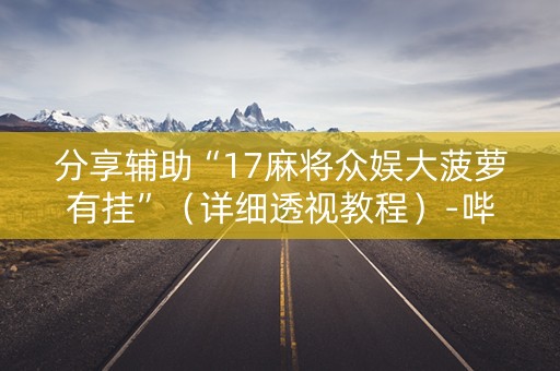 分享辅助“17麻将众娱大菠萝有挂”（详细透视教程）-哔哩哔哩