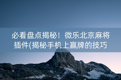 必看盘点揭秘！微乐北京麻将插件(揭秘手机上赢牌的技巧)