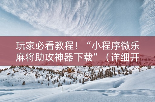 玩家必看教程！“小程序微乐麻将助攻神器下载”（详细开挂教程）-哔哩哔哩