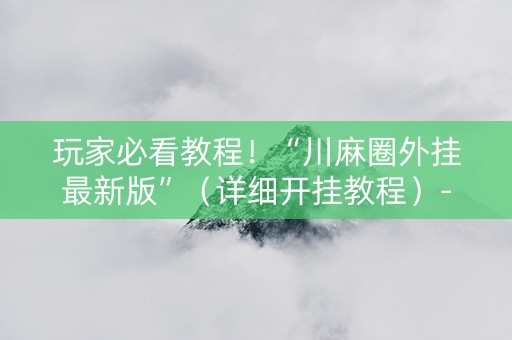 玩家必看教程！“川麻圈外挂最新版”（详细开挂教程）-哔哩哔哩