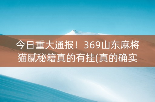 今日重大通报！369山东麻将猫腻秘籍真的有挂(真的确实是有挂)