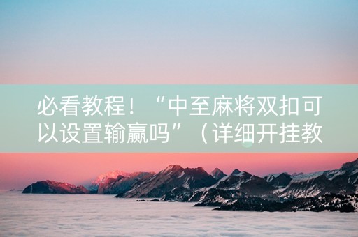 必看教程！“中至麻将双扣可以设置输赢吗”（详细开挂教程）-哔哩哔哩