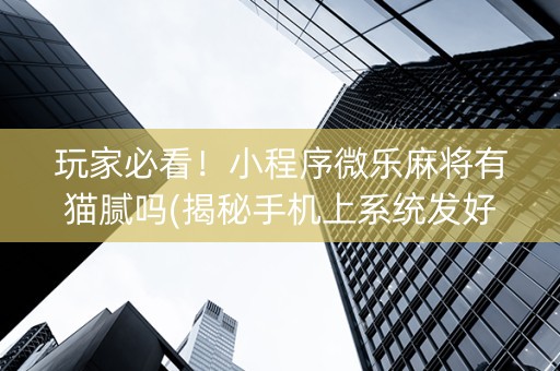 玩家必看！小程序微乐麻将有猫腻吗(揭秘手机上系统发好牌)