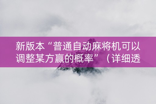新版本“普通自动麻将机可以调整某方赢的概率”（详细透视教程）-哔哩哔哩