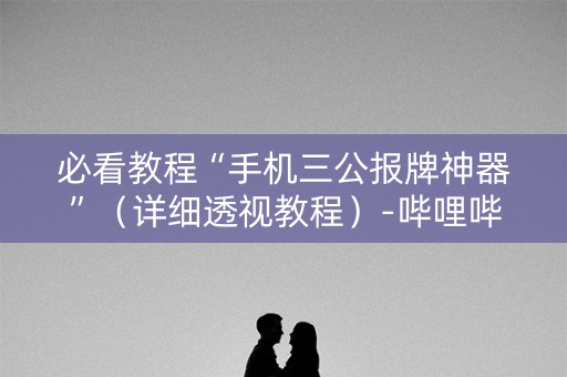 必看教程“手机三公报牌神器”（详细透视教程）-哔哩哔哩