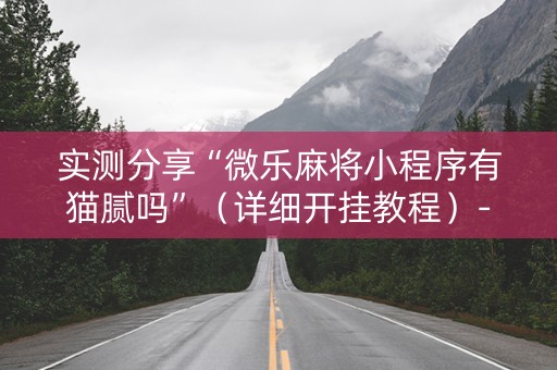 实测分享“微乐麻将小程序有猫腻吗”（详细开挂教程）-哔哩哔哩