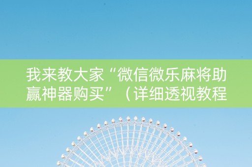 我来教大家“微信微乐麻将助赢神器购买”（详细透视教程）-哔哩哔哩