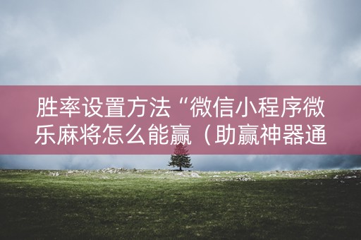 胜率设置方法“微信小程序微乐麻将怎么能赢（助赢神器通用版）