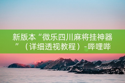 新版本“微乐四川麻将挂神器”（详细透视教程）-哔哩哔哩