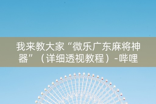 我来教大家“微乐广东麻将神器”（详细透视教程）-哔哩哔哩