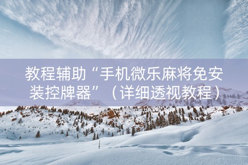 教程辅助“手机微乐麻将免安装控牌器”（详细透视教程）-哔哩哔哩