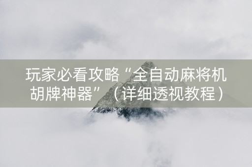 玩家必看攻略“全自动麻将机胡牌神器”（详细透视教程）-哔哩哔哩