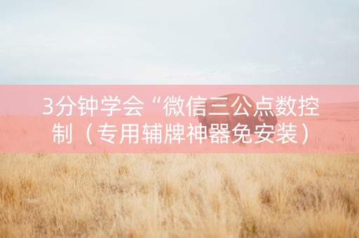 3分钟学会“微信三公点数控制（专用辅牌神器免安装）