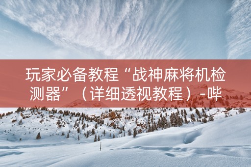 玩家必备教程“战神麻将机检测器”（详细透视教程）-哔哩哔哩
