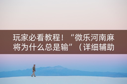 玩家必看教程！“微乐河南麻将为什么总是输”（详细辅助教程）-哔哩哔哩