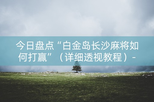 今日盘点“白金岛长沙麻将如何打赢”（详细透视教程）-哔哩哔哩