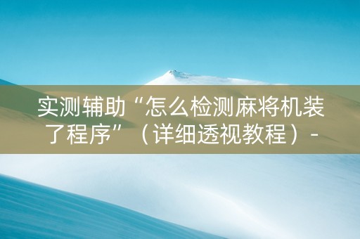 实测辅助“怎么检测麻将机装了程序”（详细透视教程）-哔哩哔哩