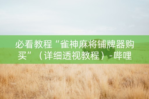 必看教程“雀神麻将铺牌器购买”（详细透视教程）-哔哩哔哩