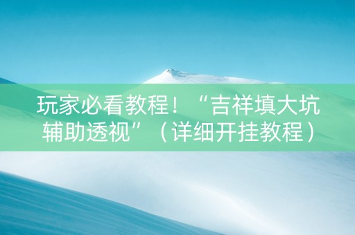 玩家必看教程！“吉祥填大坑辅助透视”（详细开挂教程）-哔哩哔哩