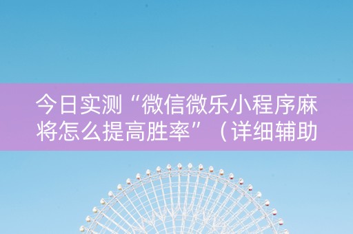 今日实测“微信微乐小程序麻将怎么提高胜率”（详细辅助教程）-哔哩哔哩
