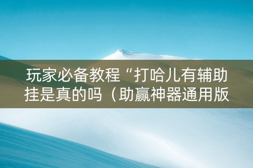 玩家必备教程“打哈儿有辅助挂是真的吗（助赢神器通用版）