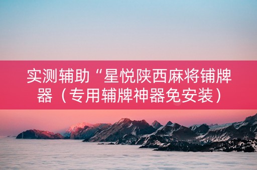 实测辅助“星悦陕西麻将铺牌器（专用辅牌神器免安装）