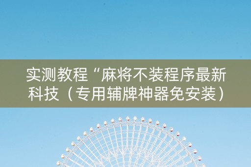 实测教程“麻将不装程序最新科技（专用辅牌神器免安装）